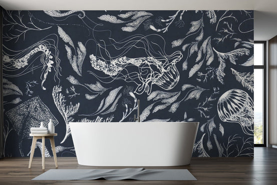 Dark Ocean Marine Life Underwater Wallpaper B650
