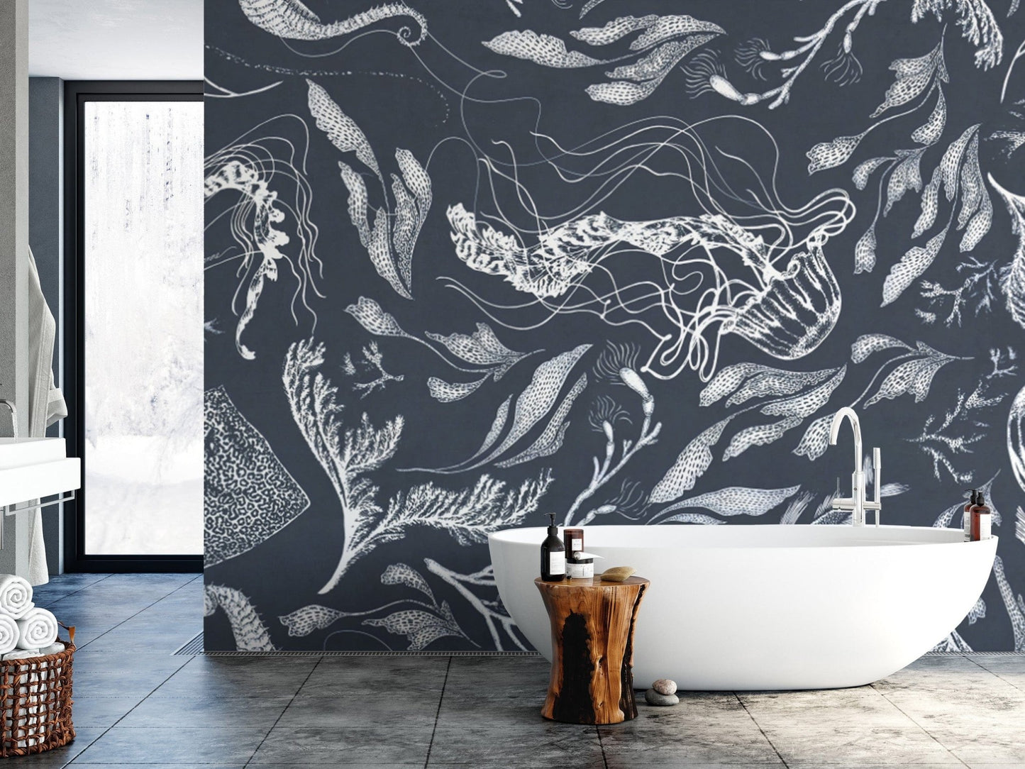 Oceanic Theme Wallpaper with Intricate Sketches