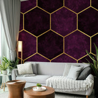 Pink and dark plum luxury hexagon wall decoration.