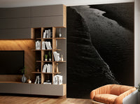 An artistic night river mural on scenic wallpaper.

