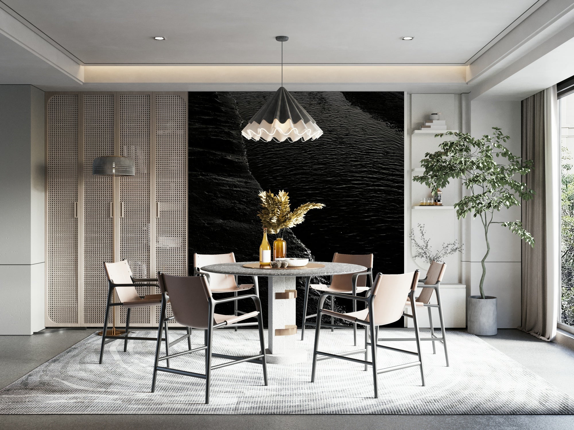 A beautiful dark river wallpaper mural for dramatic decor., GD4714