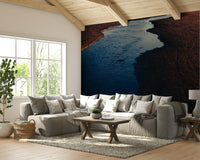 A calming abstract design wallpaper mural that defines a space.

