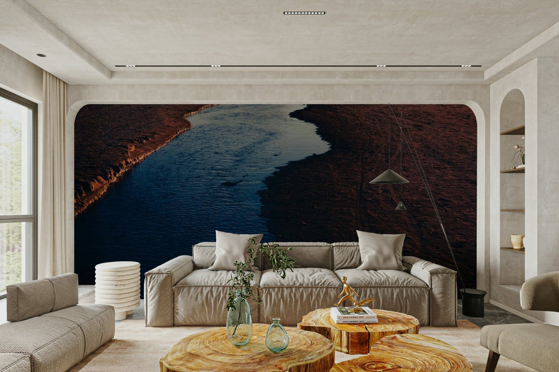 An artistic nature landscape mural for home decor.

