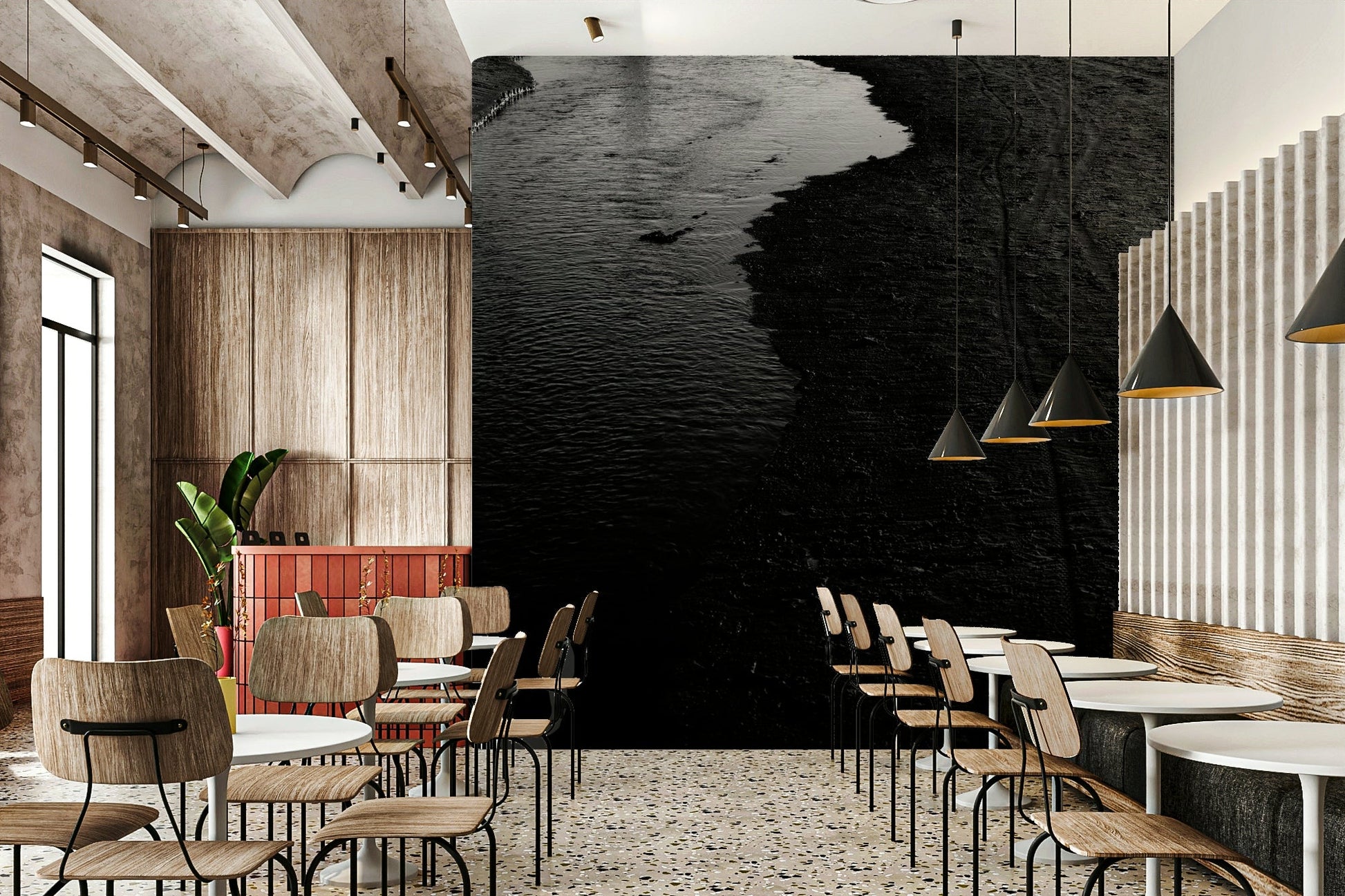 An artistic night river mural on scenic wallpaper., GD4712