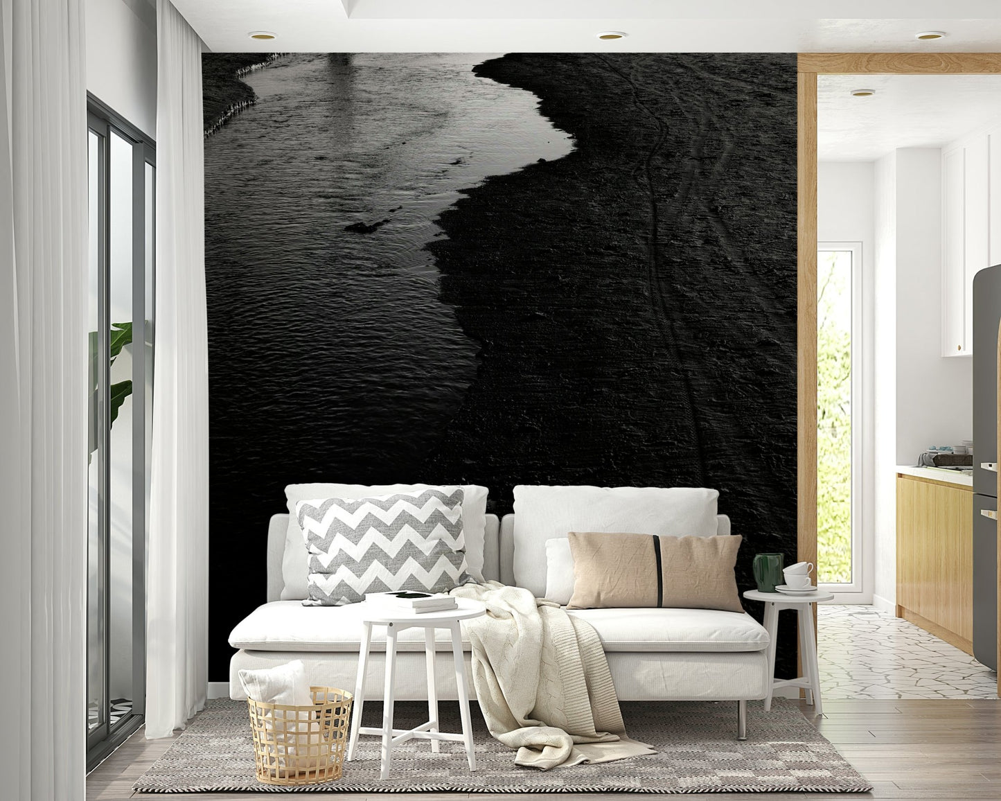 A graceful natural scene wall mural in rich, dark tones., GD4712