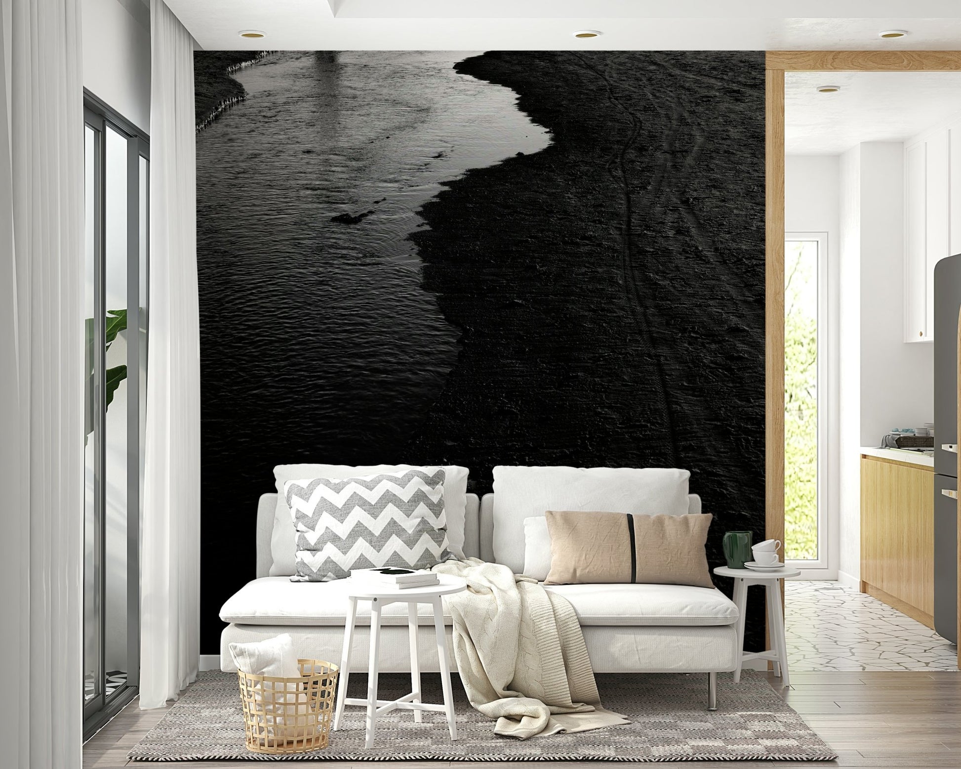 A graceful natural scene wall mural in rich, dark tones., GD4712