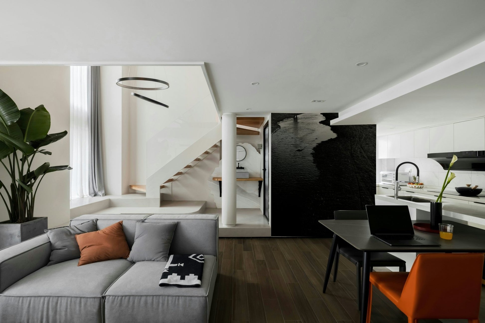 An artistic dark nature mural for home decor., GD4712
