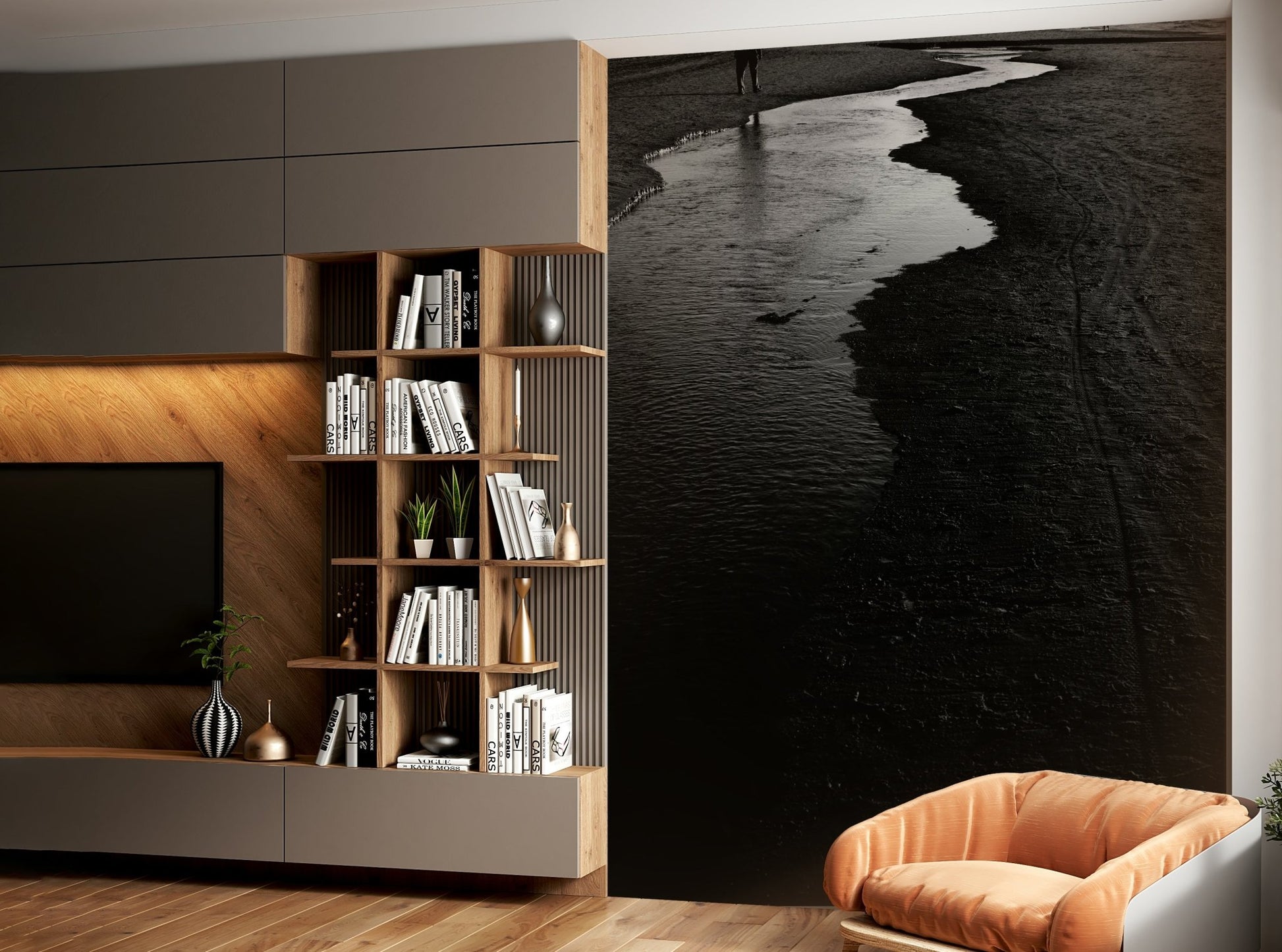 A beautiful mysterious river wall mural for a living room., GD4712