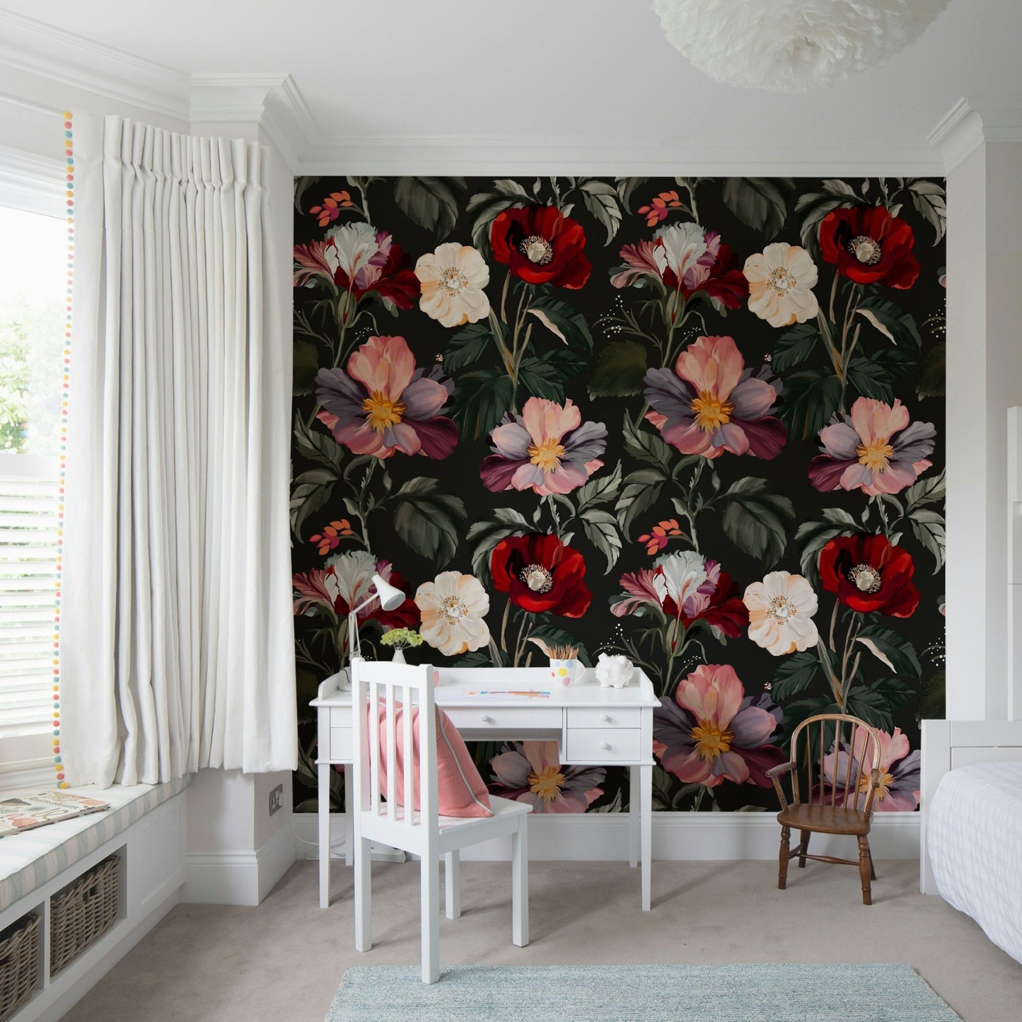 A beautiful opulent bloom wall mural for a living room.

