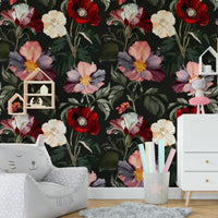 A beautiful dark floral wallpaper mural for a dramatic room.

