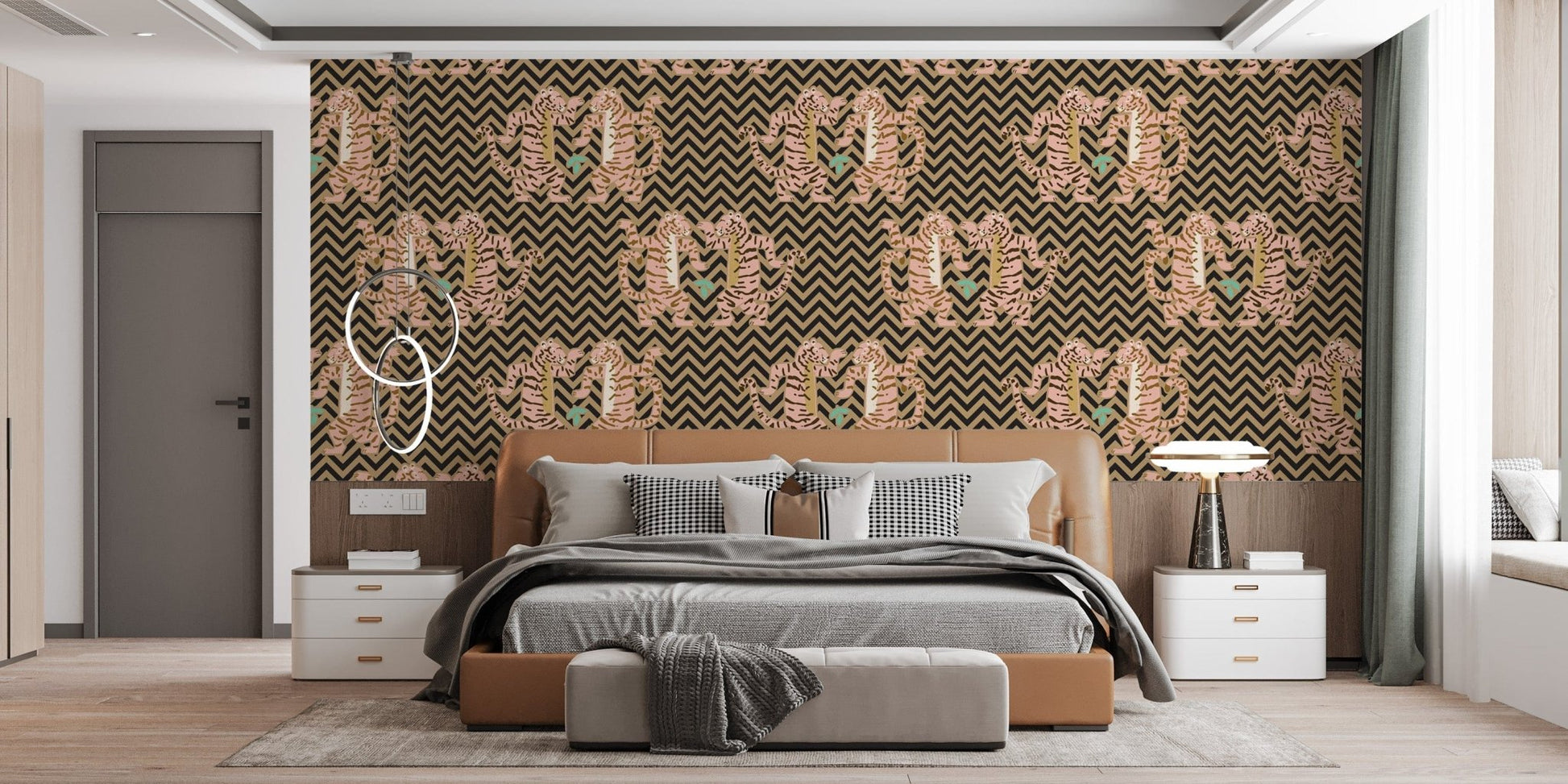 Unique tiger zigzag pattern wallpaper for interiors
