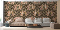 Dancing tiger zigzag design wallpaper mural

