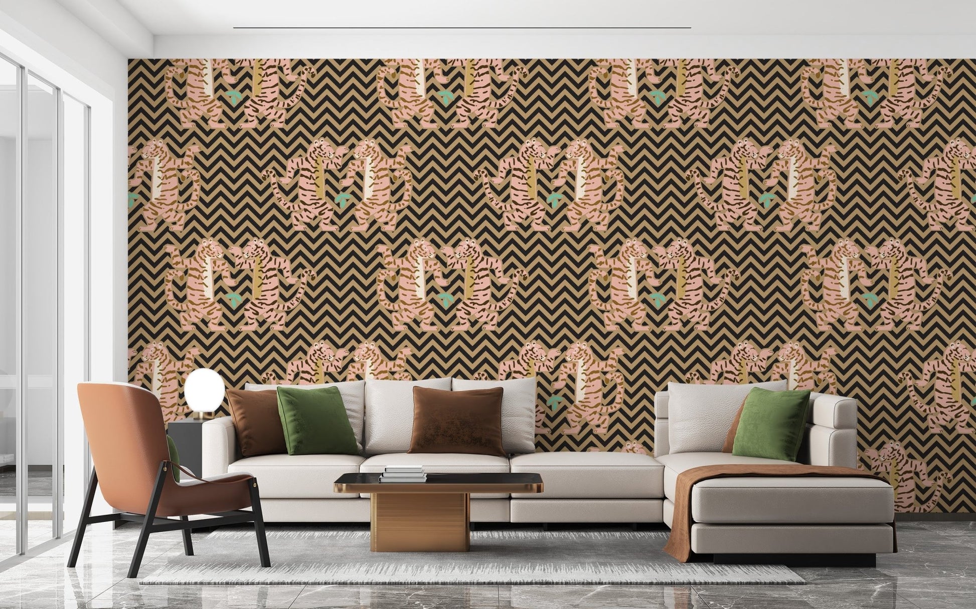 Dark sand wallpaper with tiger zigzag pattern
