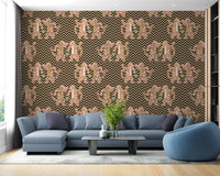 Modern tiger zigzag wallpaper in dark sand shades




