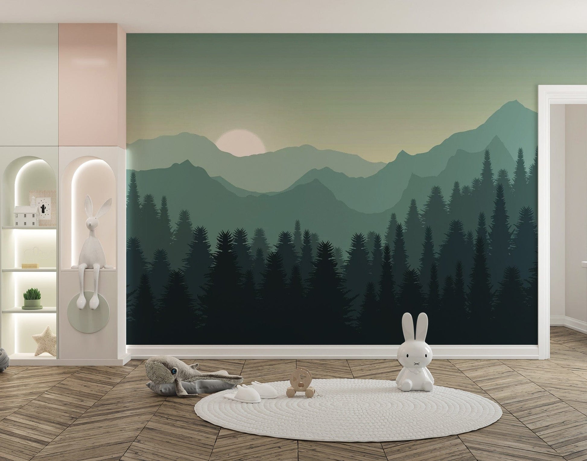 Dark Sunset Mountains Wallpaper Mural - Giffywalls
