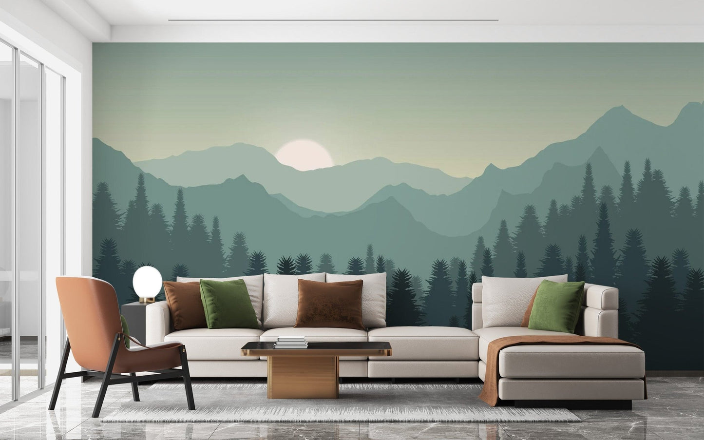Dark Sunset Mountains Wallpaper Mural - Giffywalls