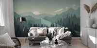 Dark Sunset Mountains Wallpaper Mural for Walls