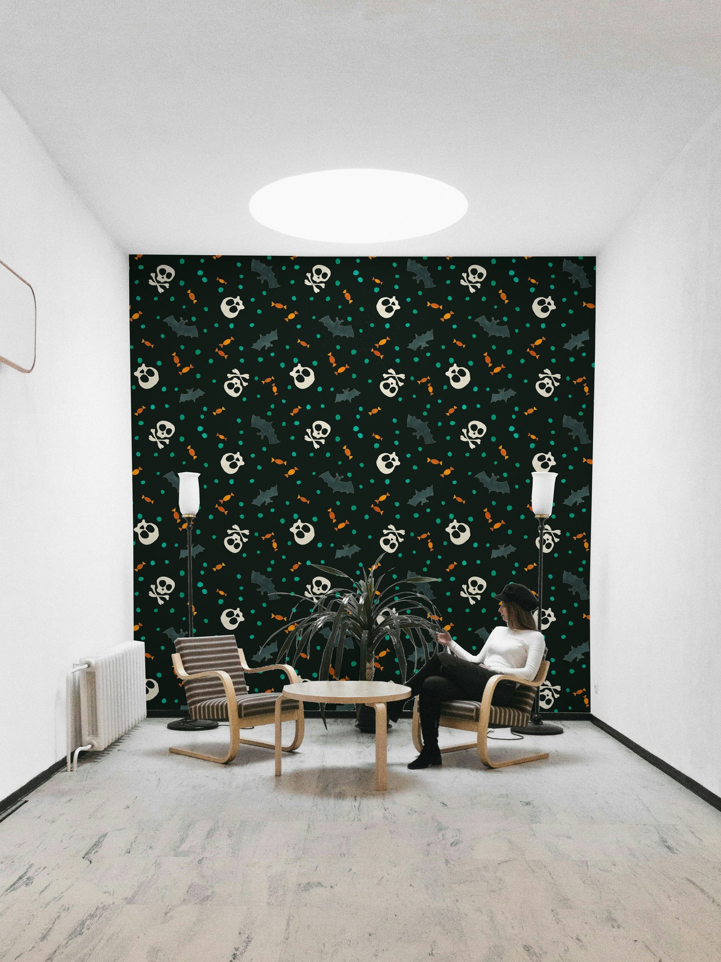 An interior with a fun and spooky accent Dark Trick wall

