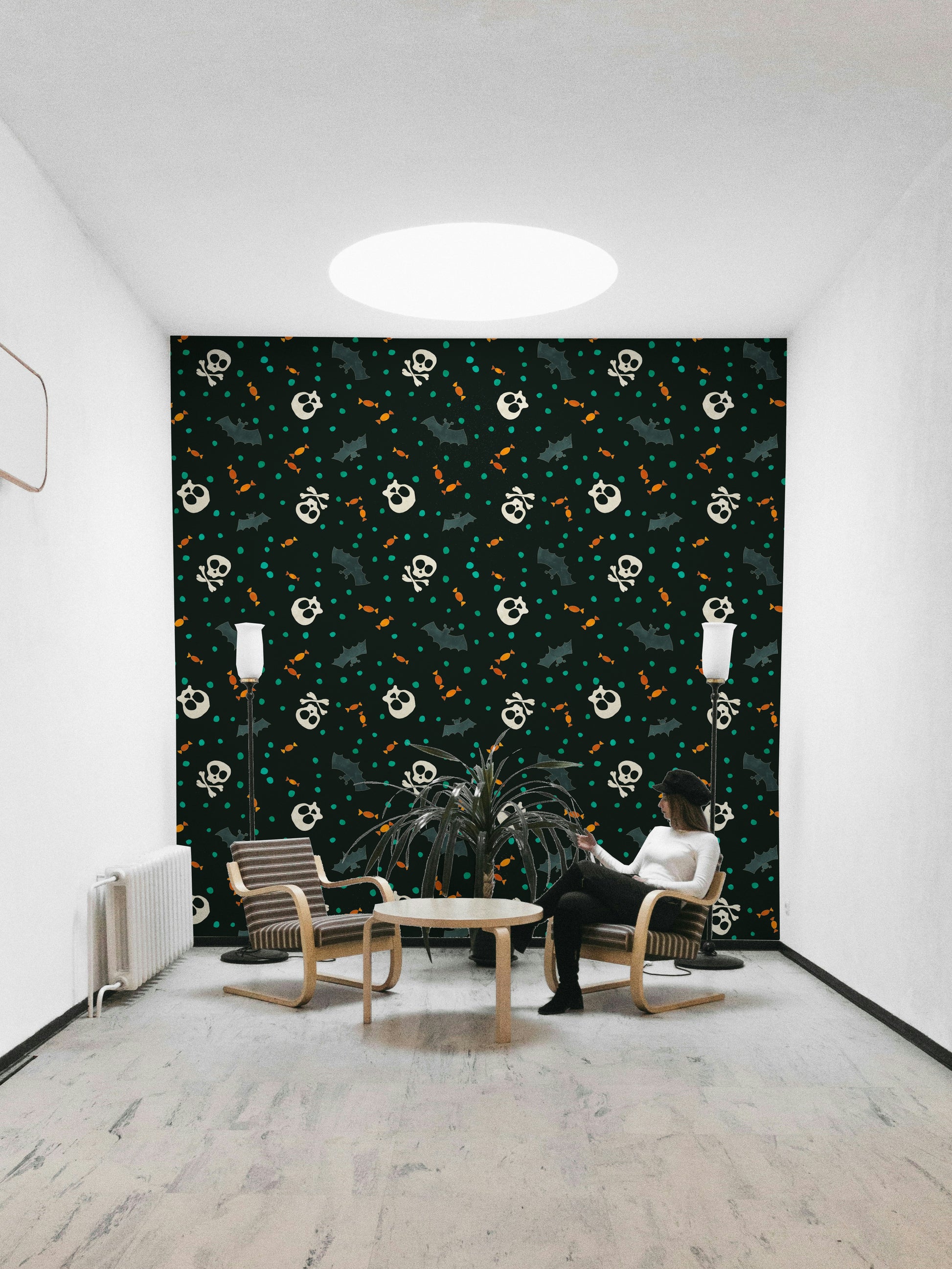 An interior with a fun and spooky accent Dark Trick wall

