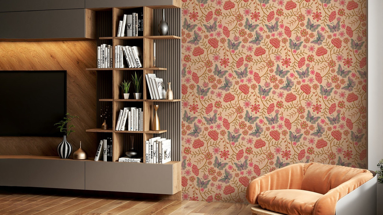 A wallpaper featuring a peaceful, artistic floral pattern.

