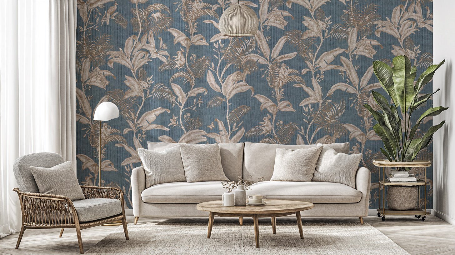 Exotic flora in a stunning darwinian tropical wallpaper design. B627
