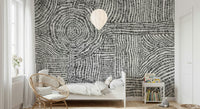 Dash & Dot Maze wall mural for a stylish nursery with wooden furniture.