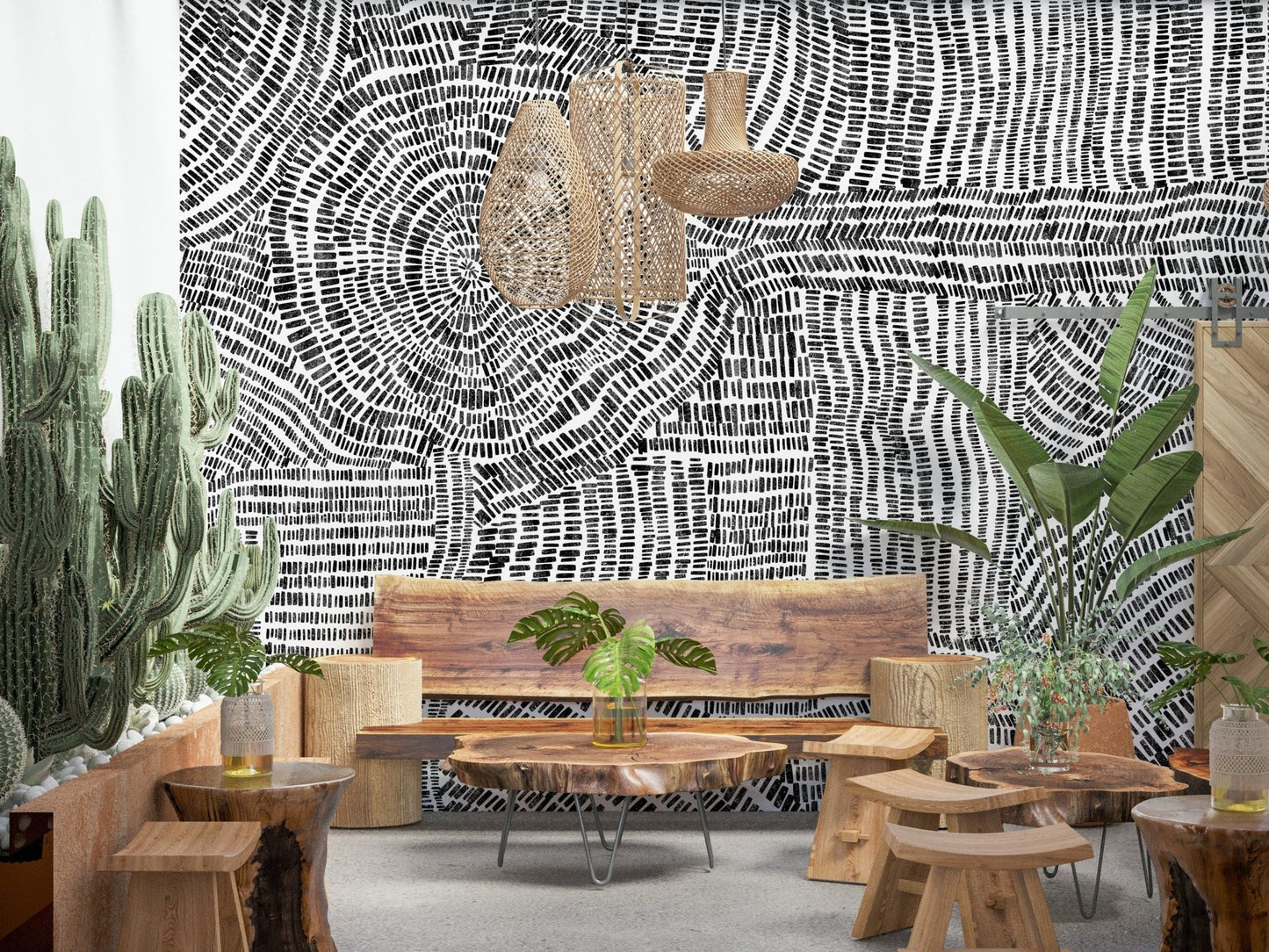Minimalist black and white wallpaper for a professional office space.