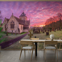 Old stone chapel panorama featuring unique gothic windows GD5038