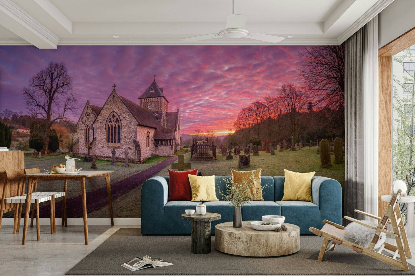 Historic English graveyard under a beautiful purple sunrise GD5038