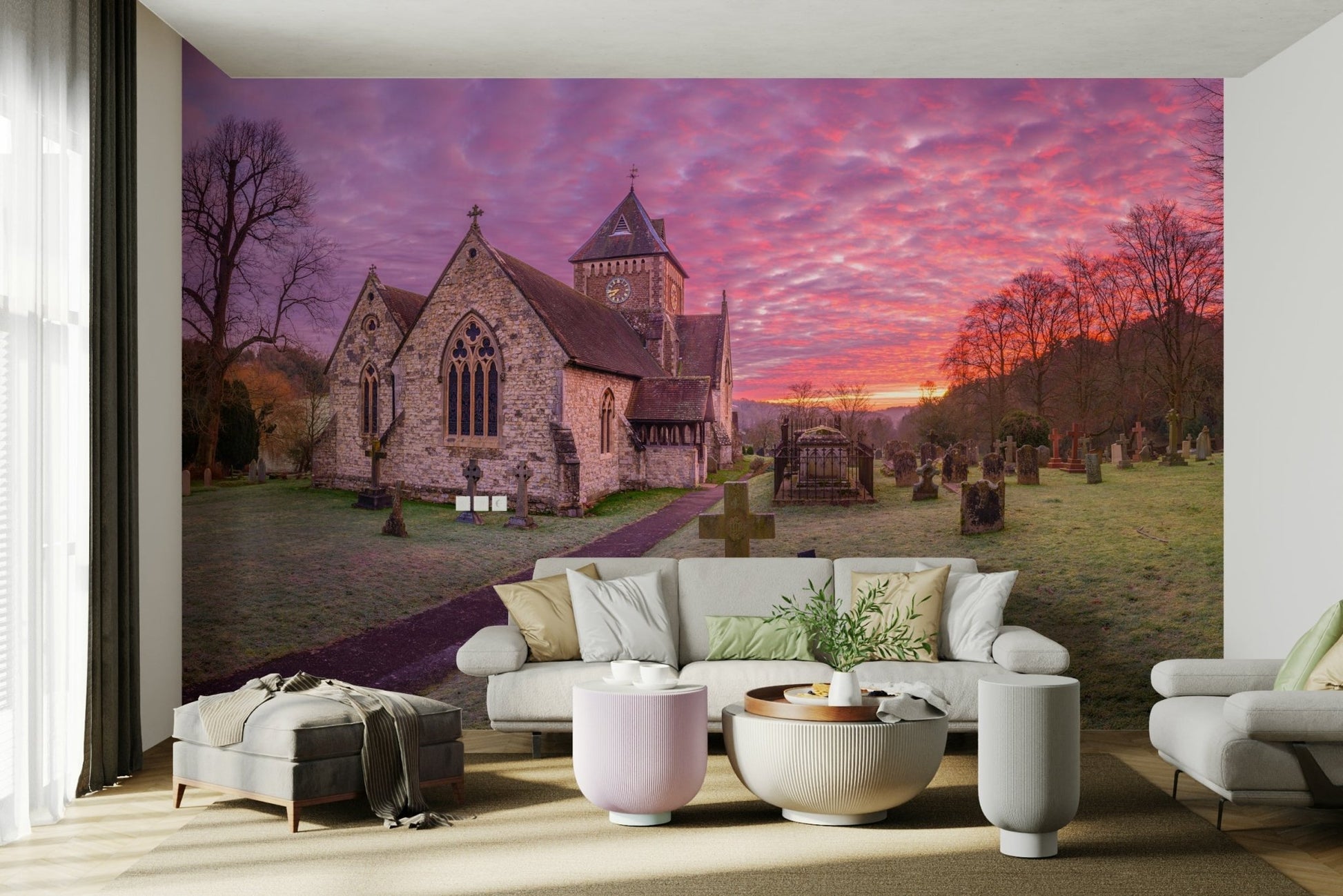 Charming parish steeple backdrop on a large print artwork GD5038