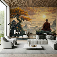 Dawn Serenity Mural with soft horizon lines for a master suite wallpaper mural.