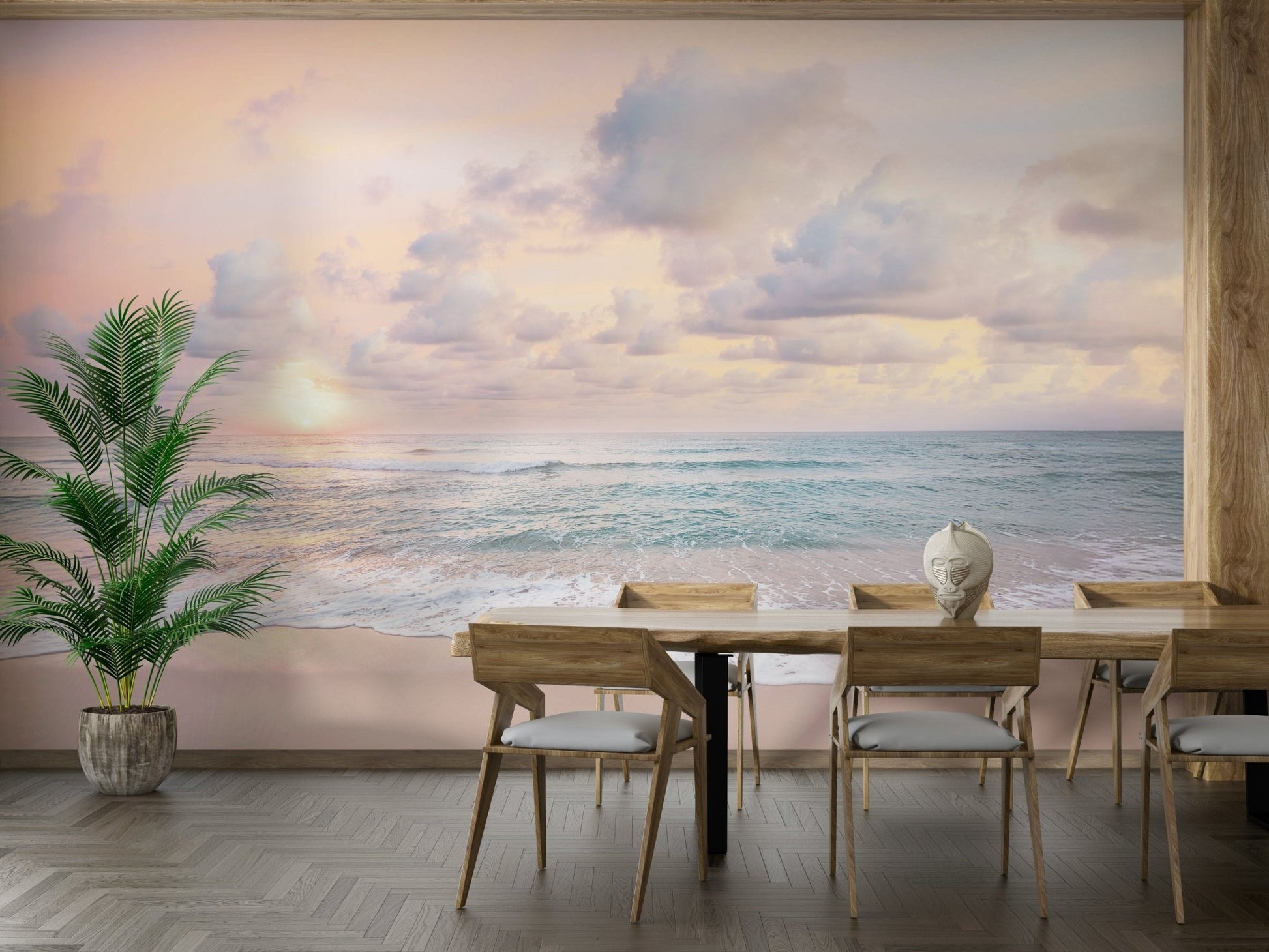 Peach and blush sky wallpaper for calm spaces

