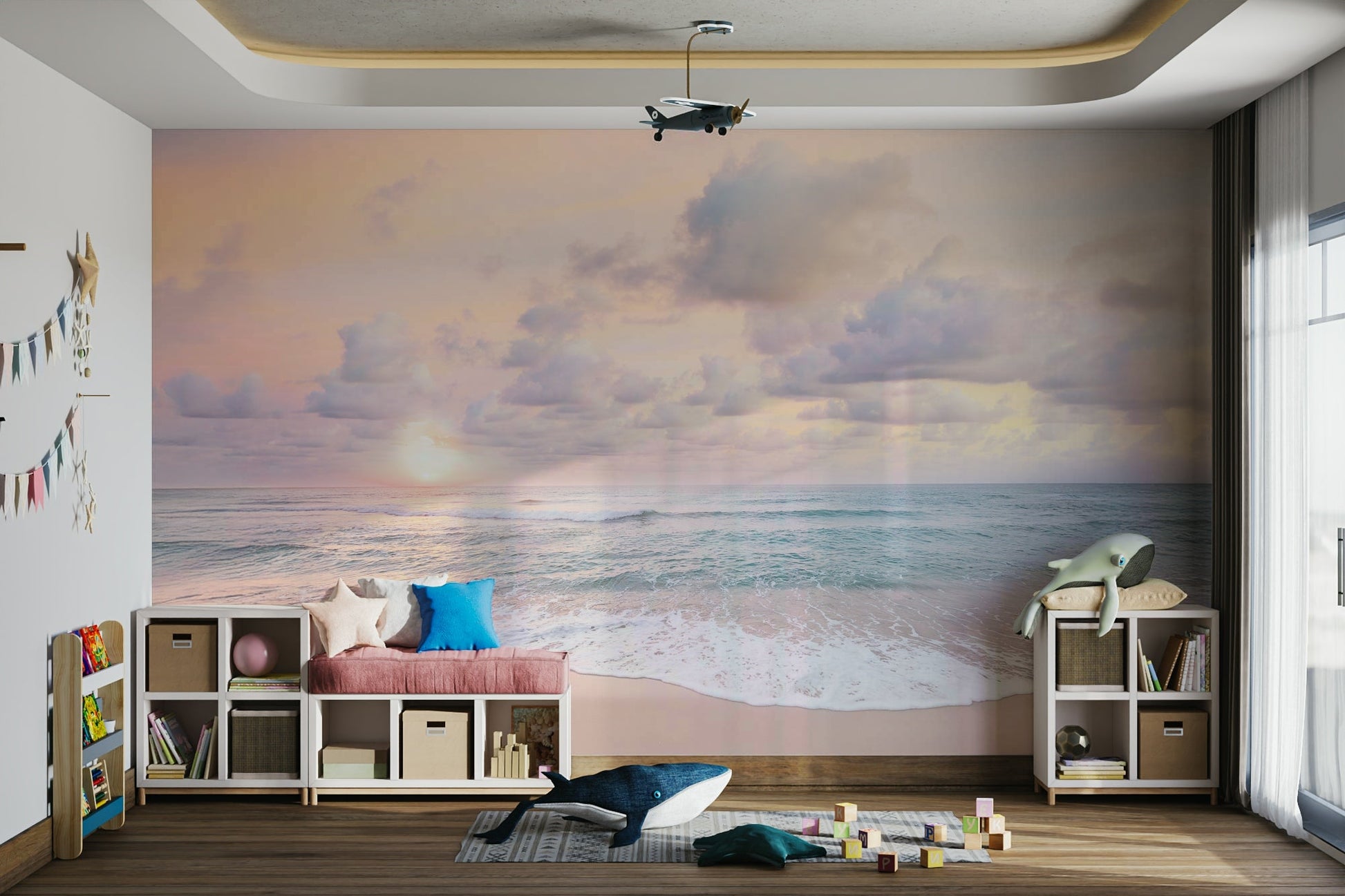 Mural wallpaper with early morning light gradient

