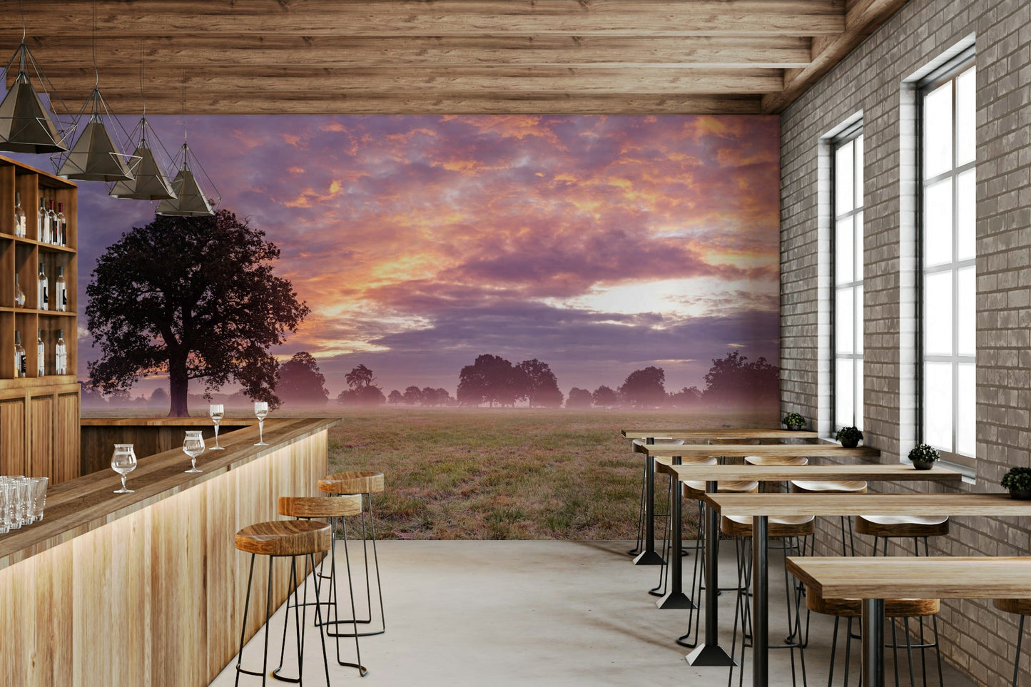 Hints of mist over a meadow.

