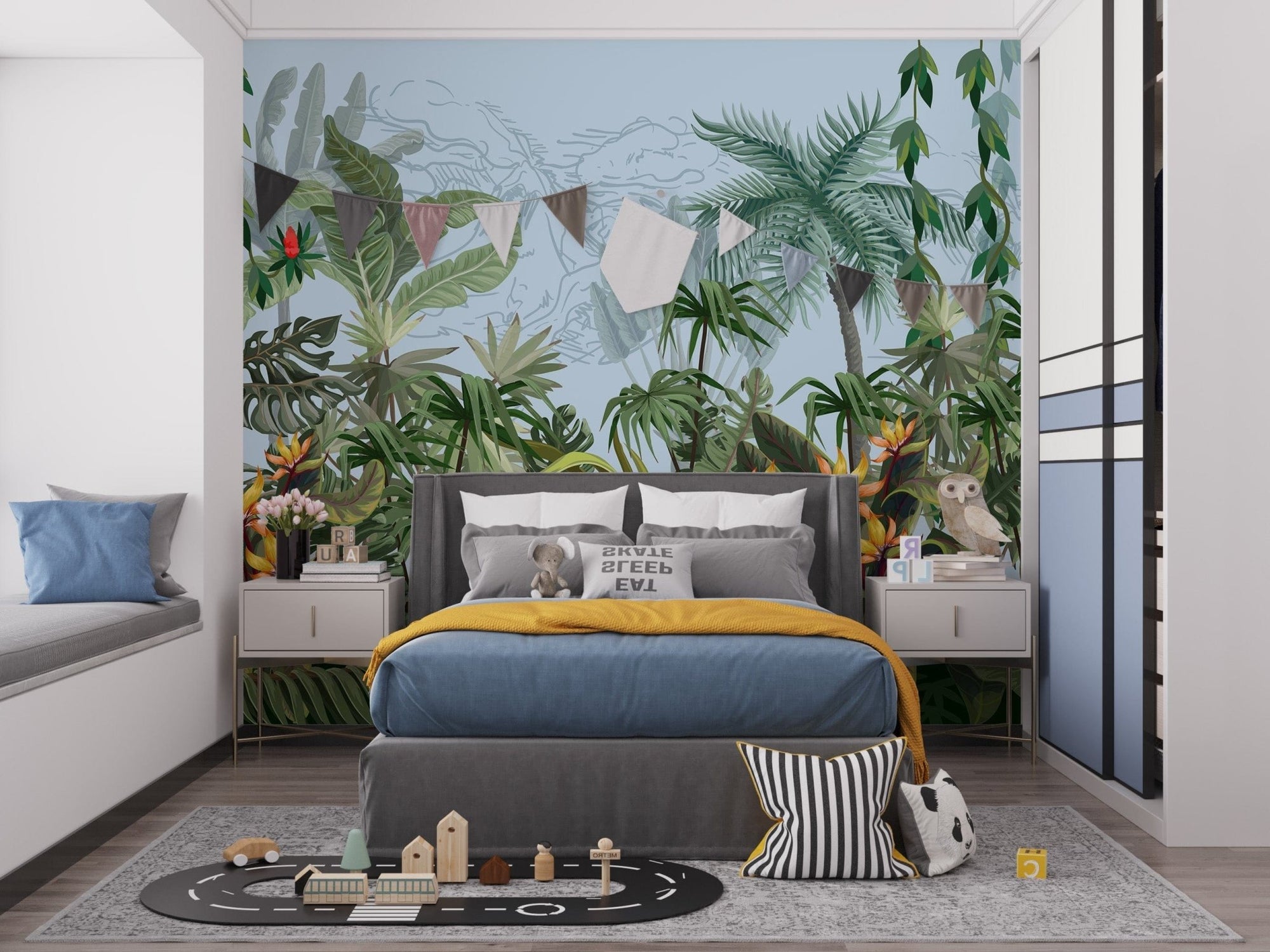 Daytime Colorful Tropical Jungle Design Wallpaper Murals - Giffywalls A659