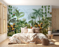 Daytime Colorful Tropical Jungle Design Wallpaper Murals - Giffywalls