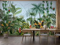 Daytime Colorful Tropical Jungle Design Wallpaper Murals - Giffywalls