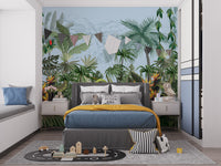 Daytime Colorful Tropical Jungle Design Wallpaper Murals - Giffywalls
