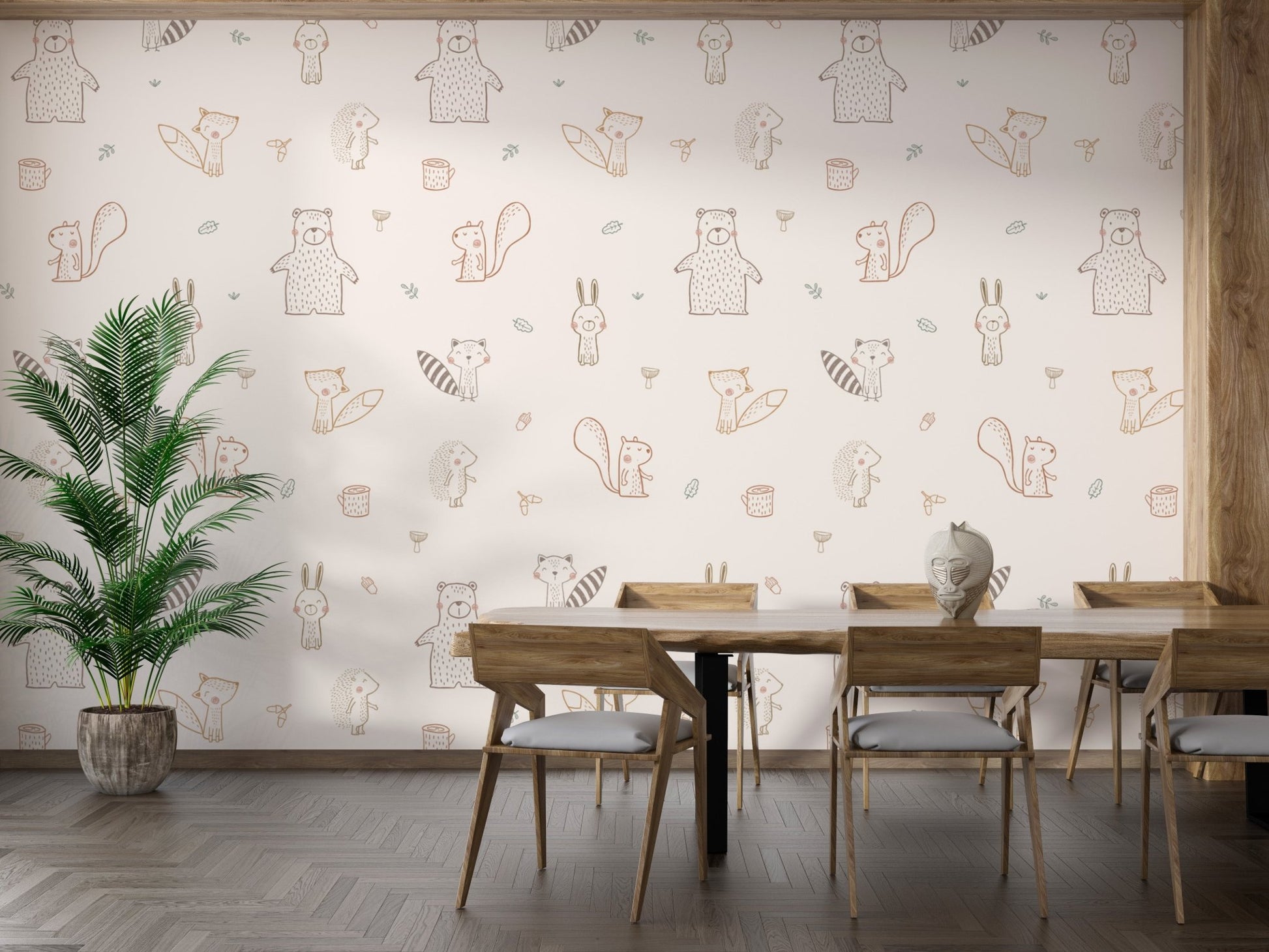 Forest friends mural for kids' bedrooms
