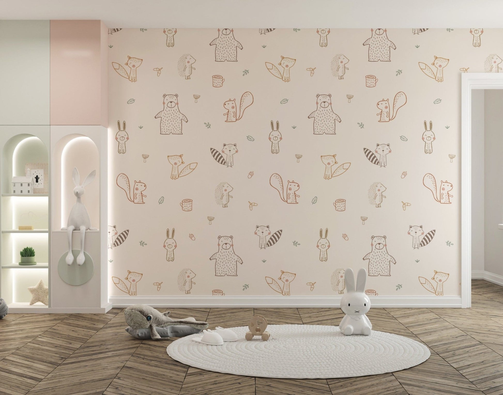 Baby forest friends wallpaper for nursery
