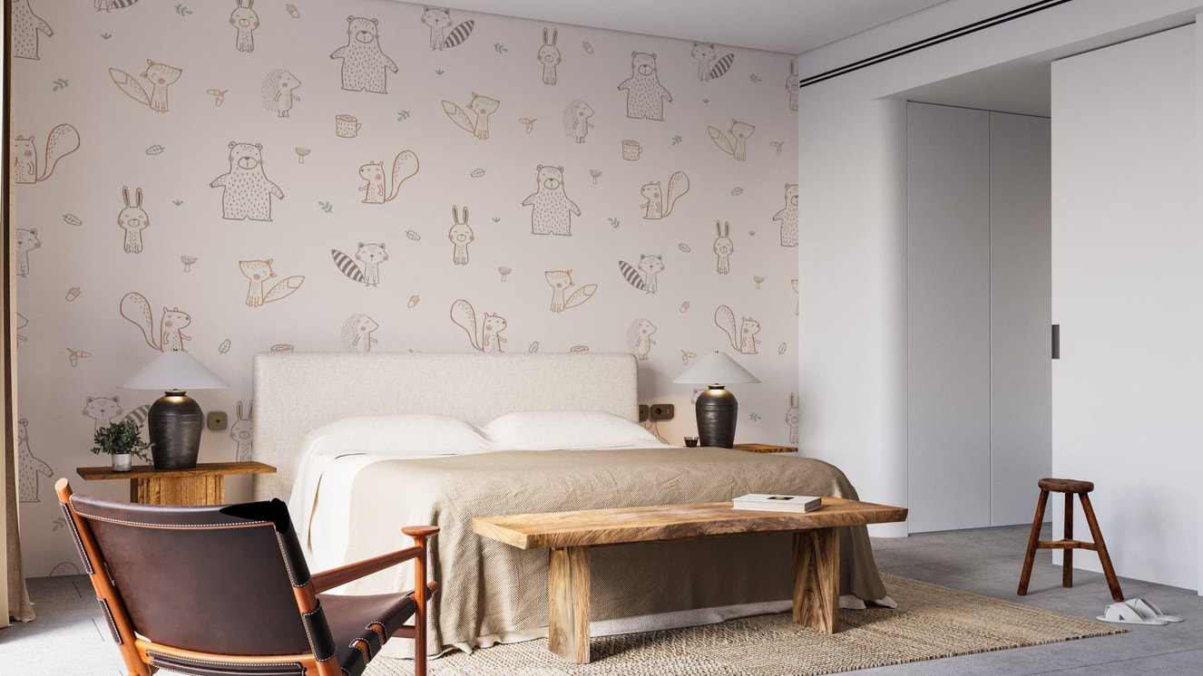 Adorable baby forest creatures wallpaper
