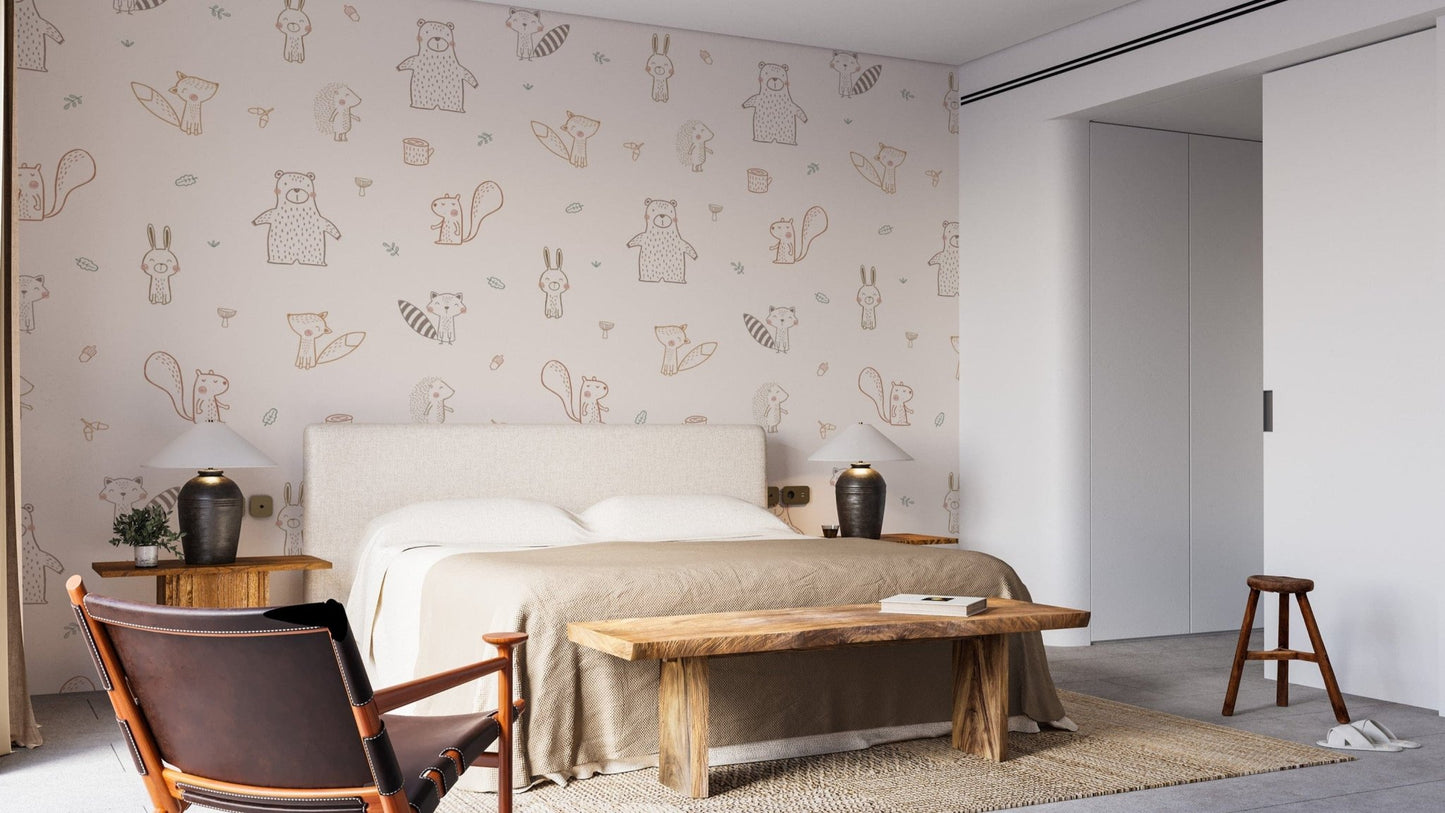 Adorable baby forest creatures wallpaper
