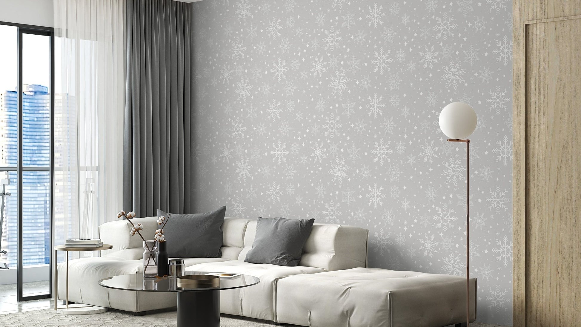 Gray snowflake wallpaper with winter charm
