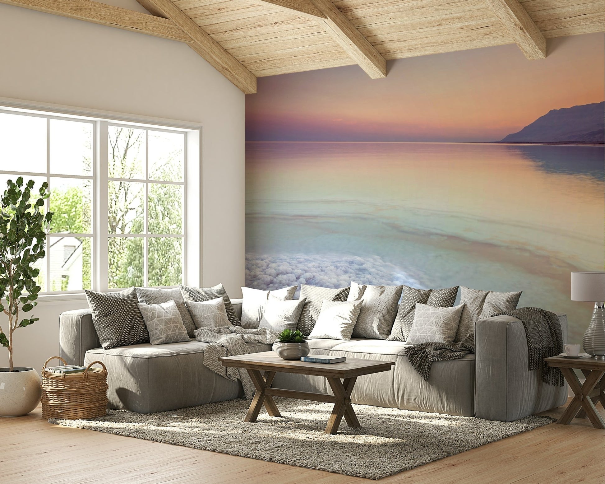 Calming Dead Sea Shore wall mural perfect for relaxation.

