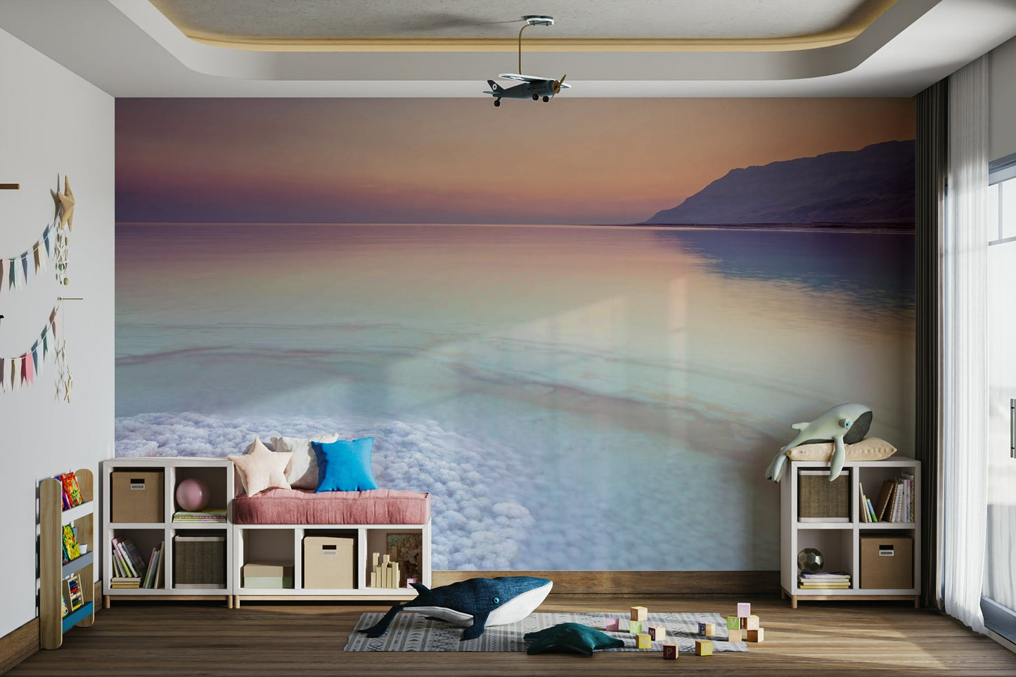 Mesmerizing Dead Sea Shore mural to complement your decor.


