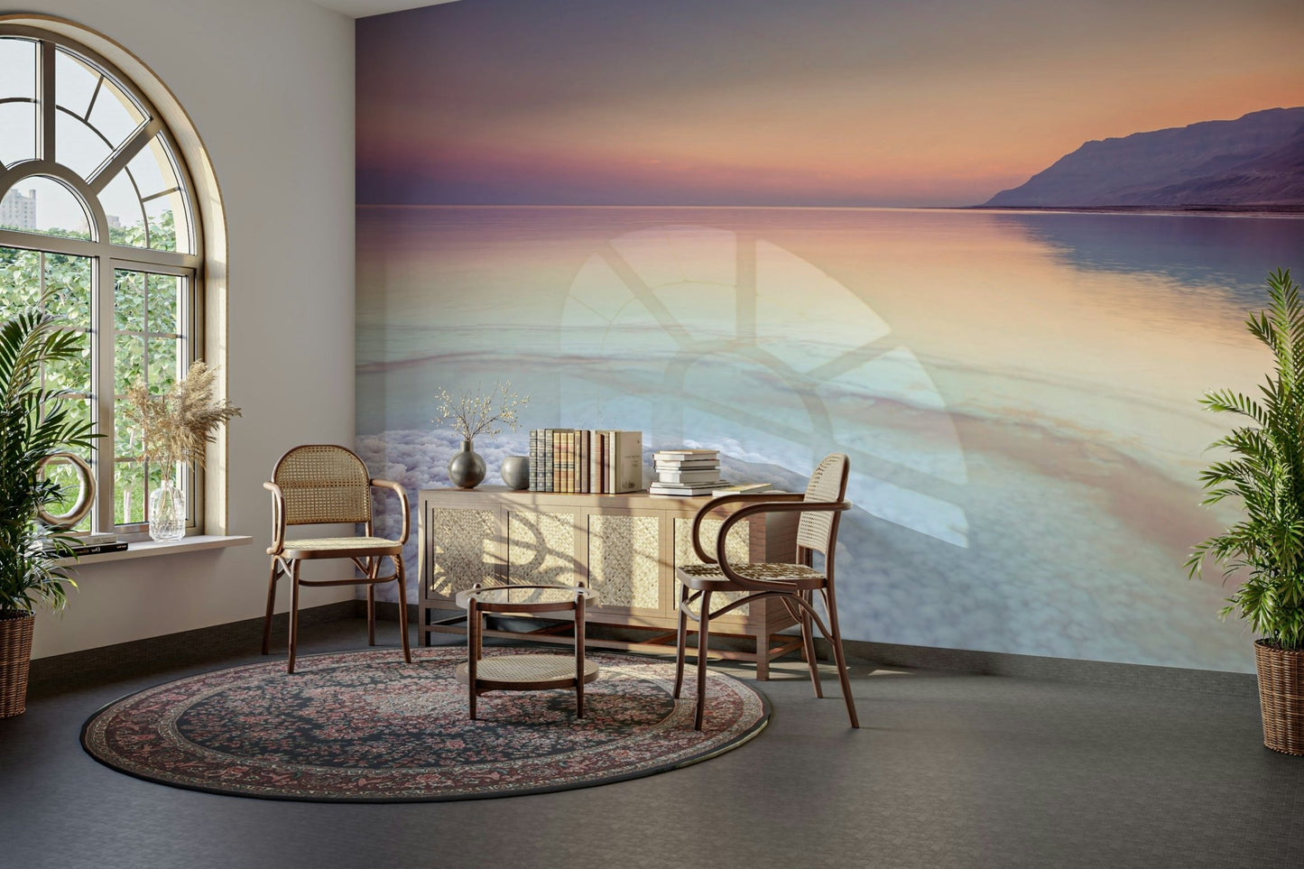 Relaxing Dead Sea Shore mural for your home’s walls.

