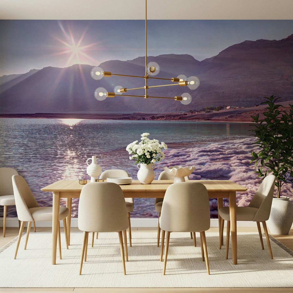 Dead Sea sunset wall mural with golden horizon reflections GD7277
