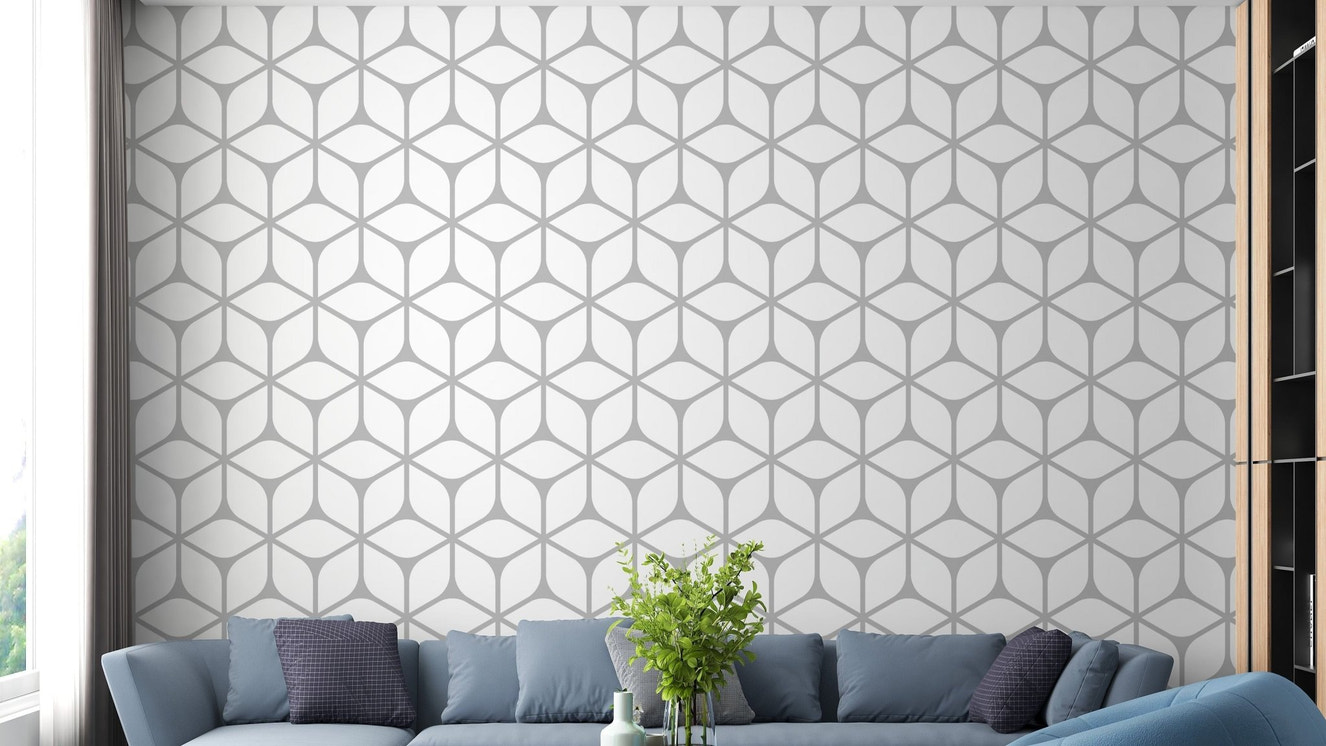 White art deco square pattern wallpaper
