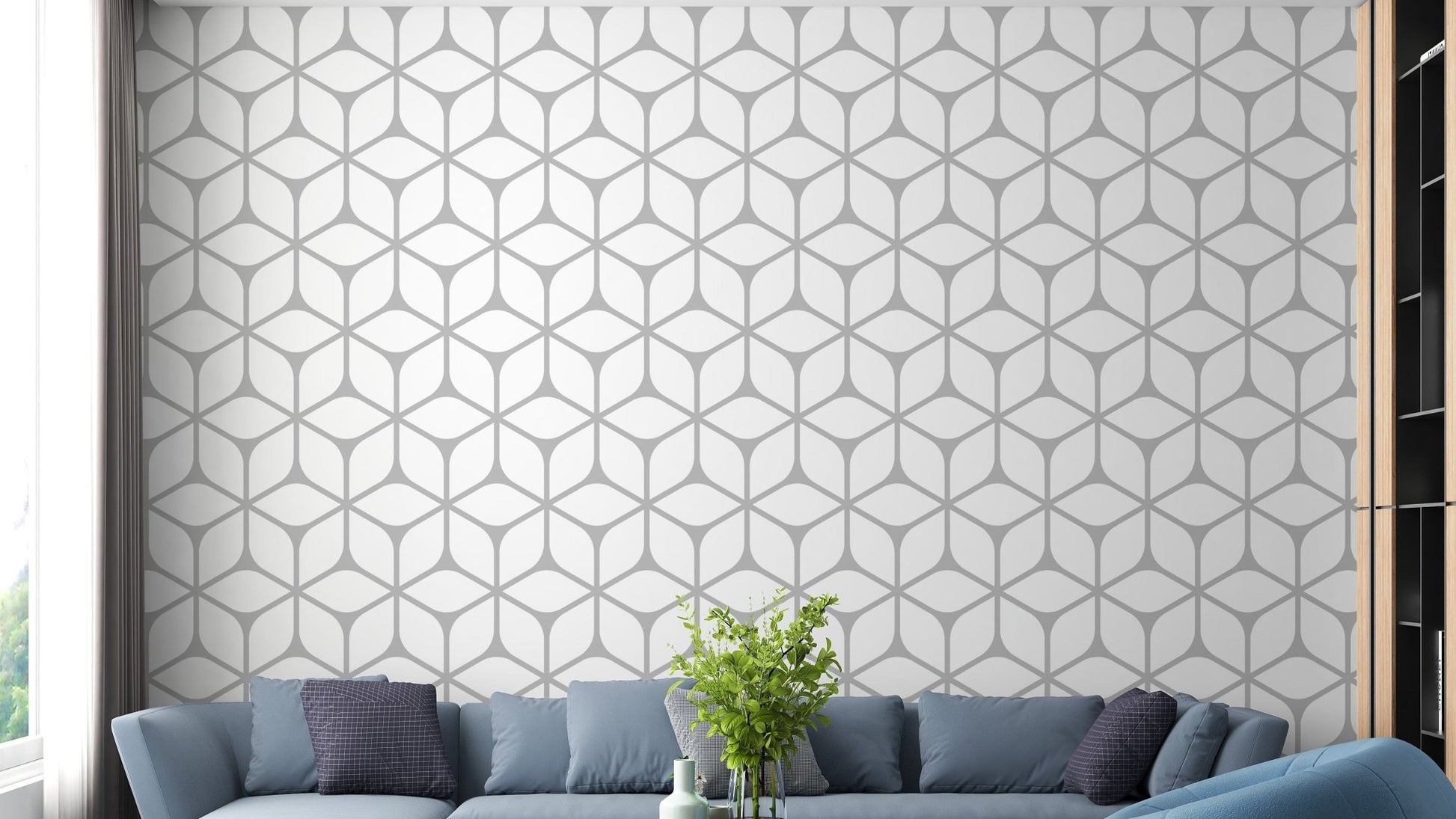 White art deco square pattern wallpaper
