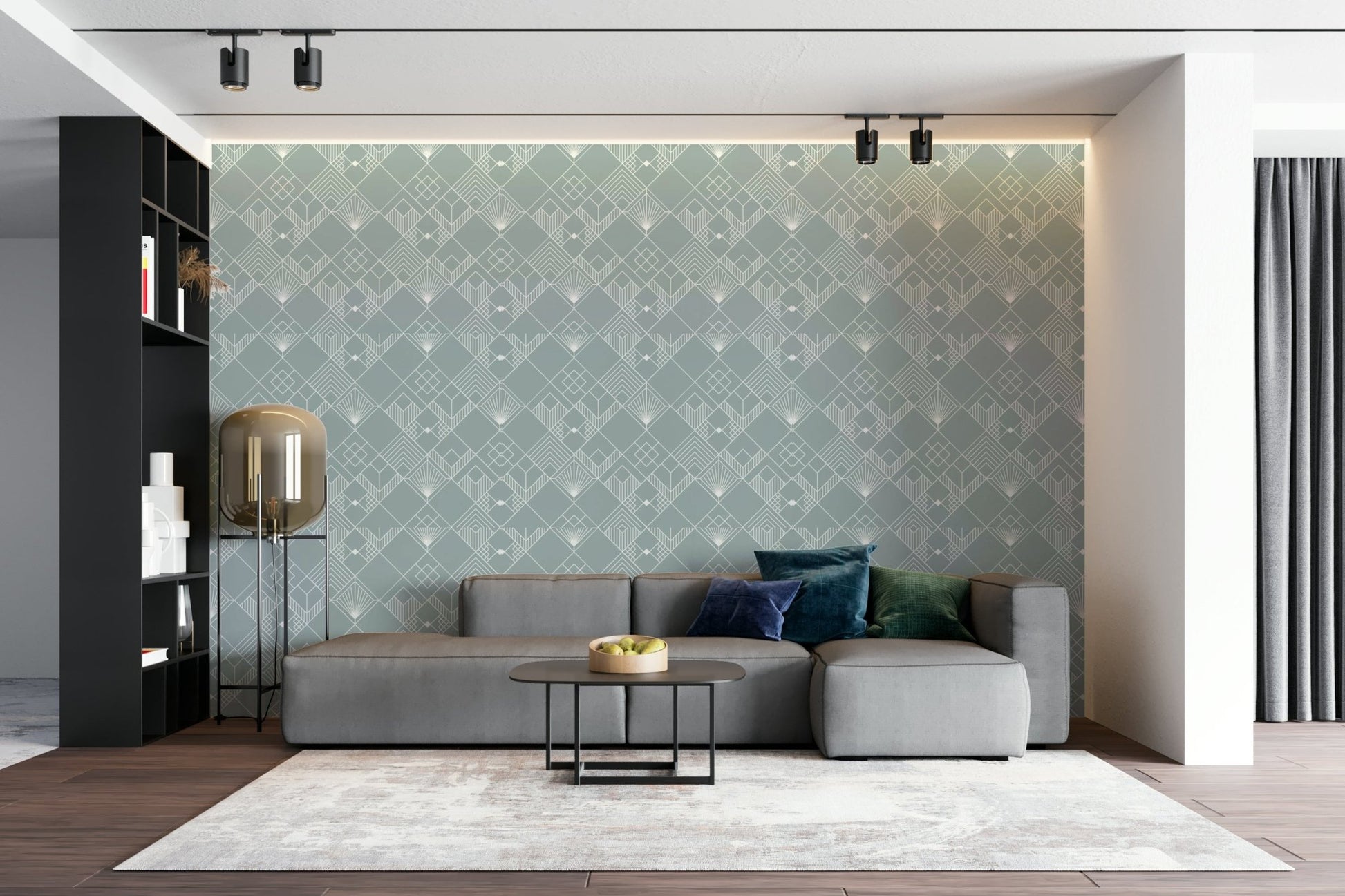 Wall mural with whimsical shapes and colors

